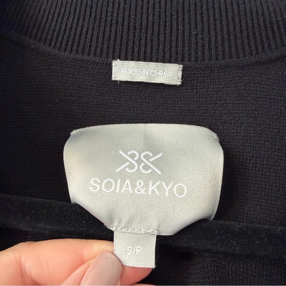 Soia & Kyo Benela Knee-Length Coatigan w/ Lapels Black Open-Front Cardigan Sz S - Picture 8 of 15